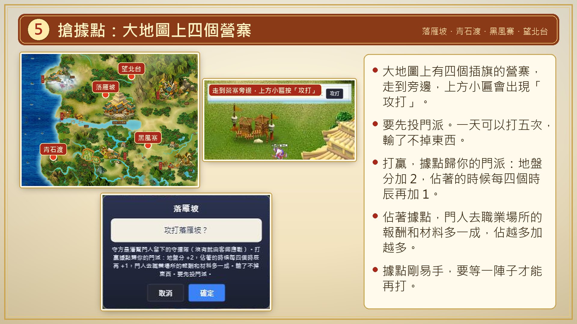 搶據點:大地圖上四個營寨